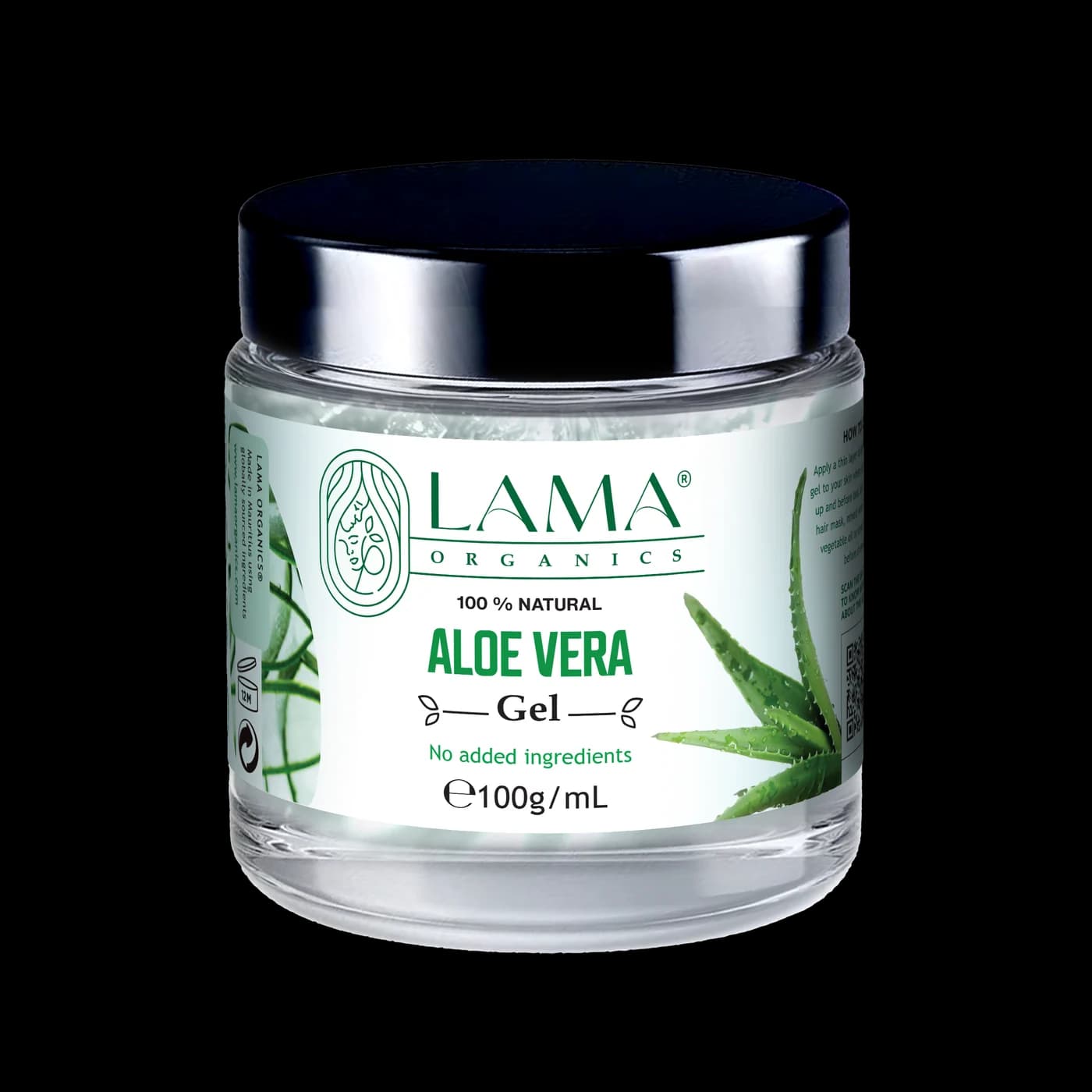 LAMA Organics Aloe Vera Gel 100 g, labelled bottle