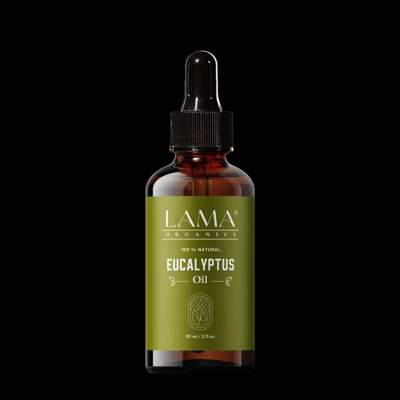 LAMA Organics Eucalyptus Oil 59 ml, labelled bottle