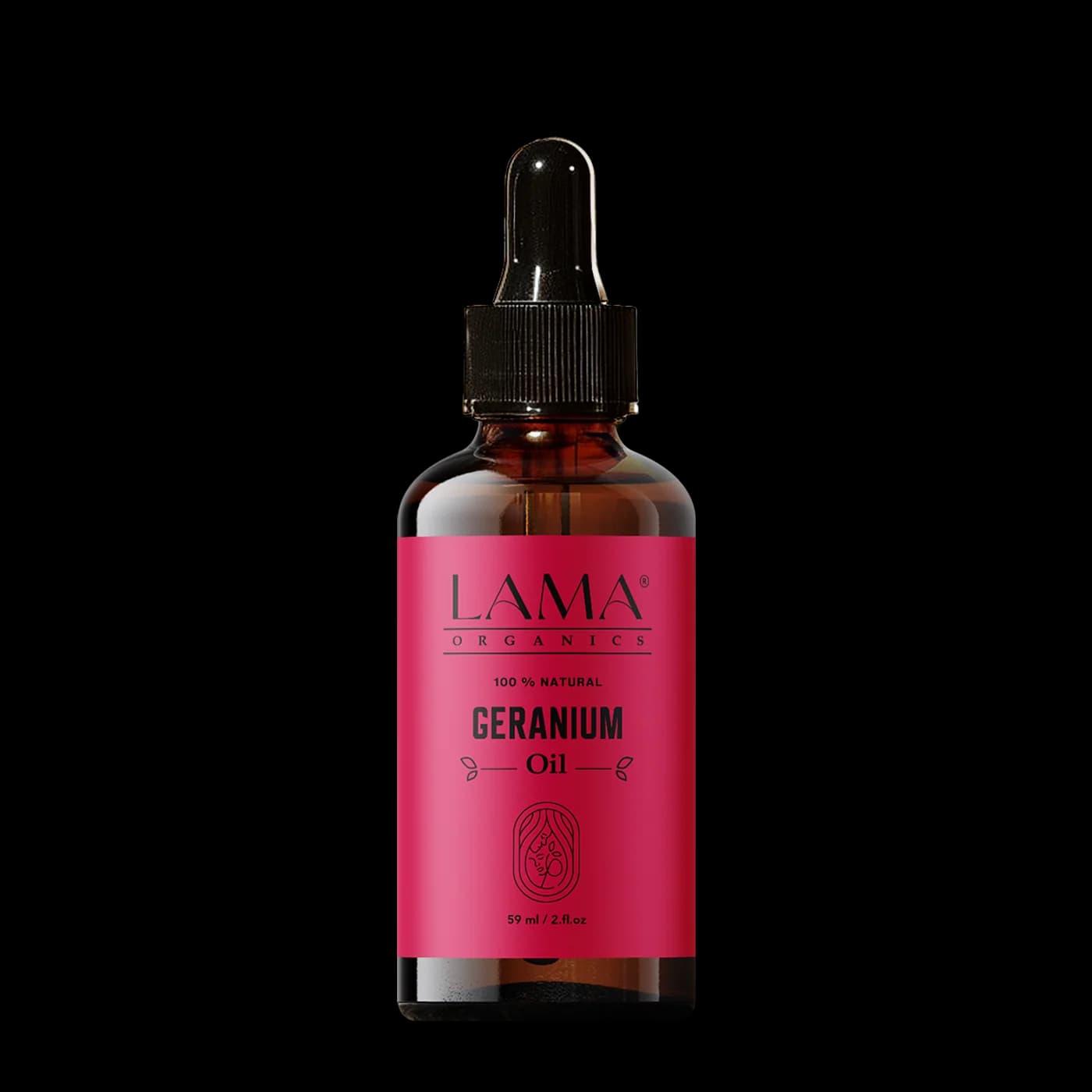 LAMA Organics Geranium Oil 59 ml, labelled bottle