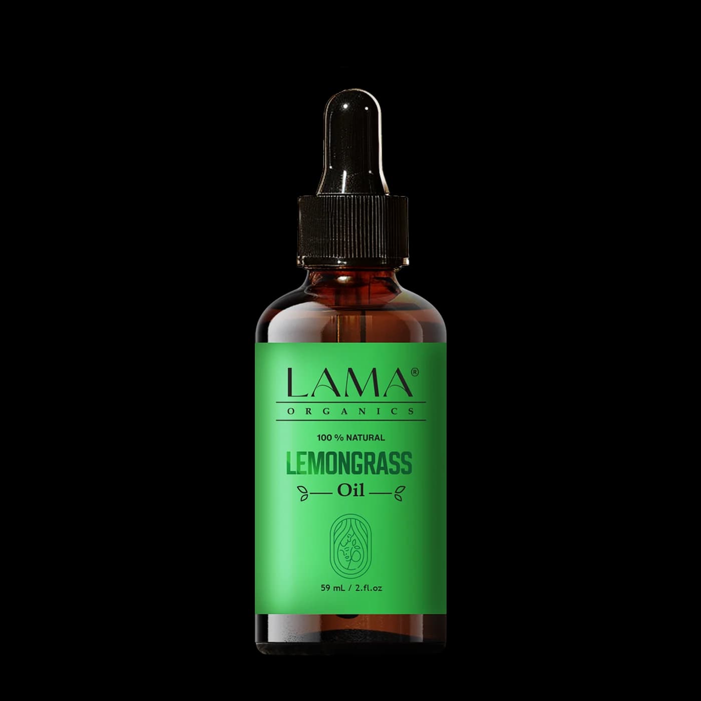 LAMA Organics Lemongrass Oil 59 ml, labelled bottle