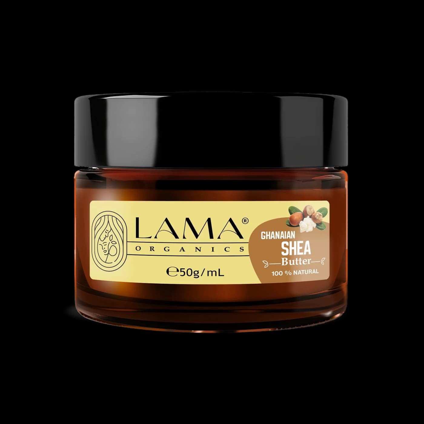 LAMA Organics Raw Ghanaian Shea Butter 50 g, labelled bottle