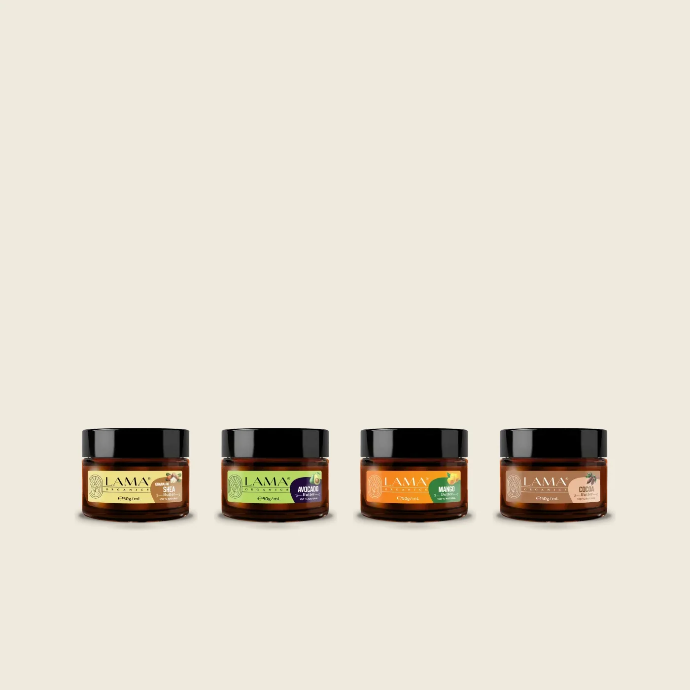 LAMA Organics Butter Discovery Set, the products together on a cream background