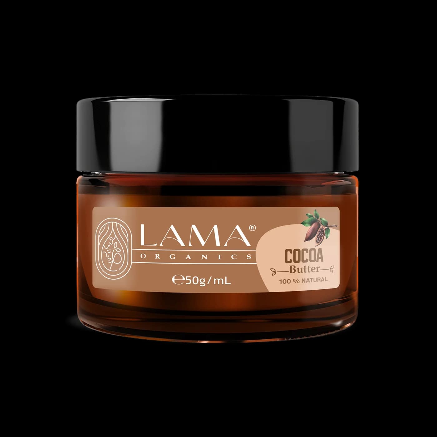 LAMA Organics Cocoa Butter 50 g, labelled bottle
