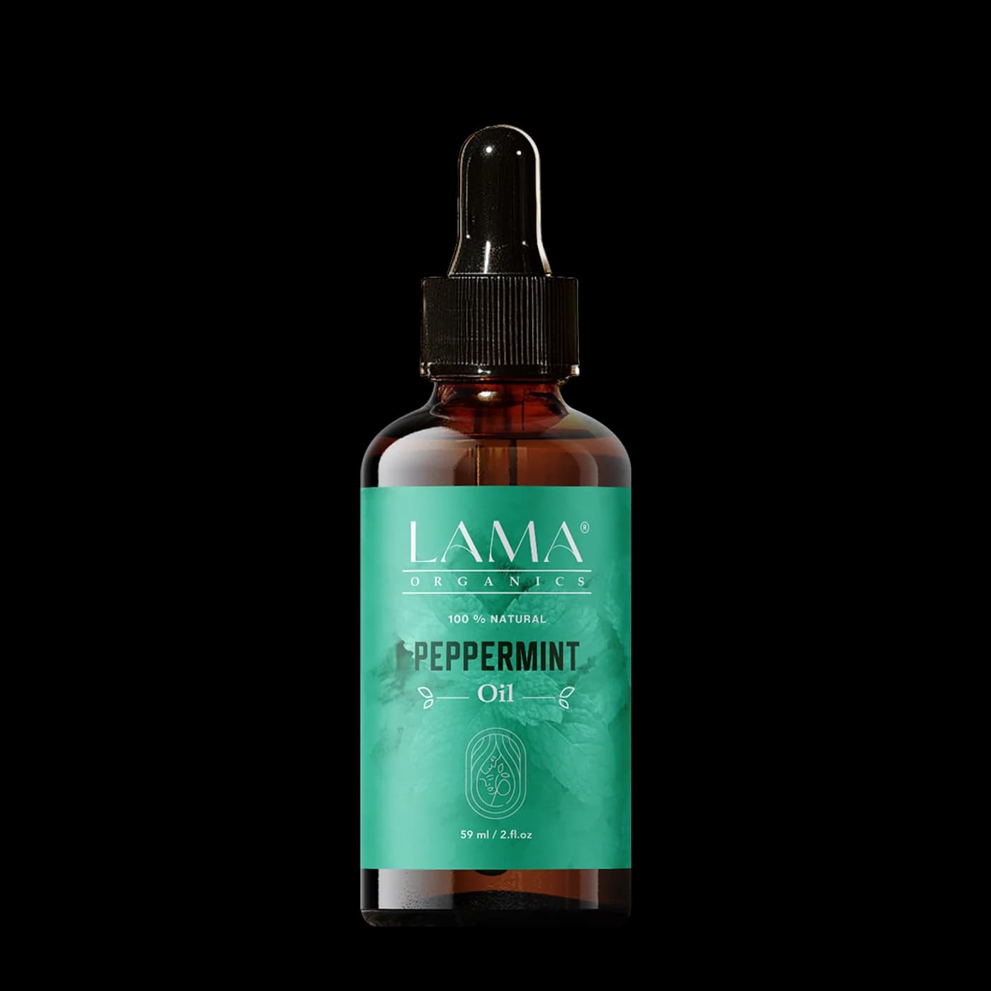 LAMA Organics Peppermint Oil 59 ml, labelled bottle