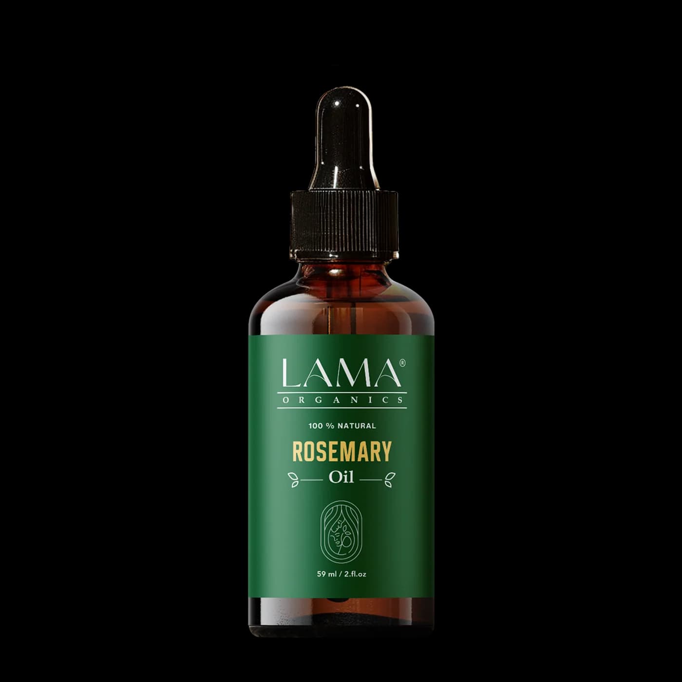 LAMA Organics Rosemary Oil 59 ml, labelled bottle