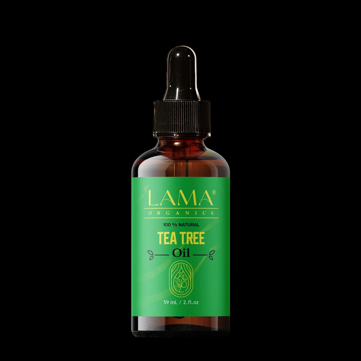 LAMA Organics Tea Tree Oil 59 ml, labelled bottle