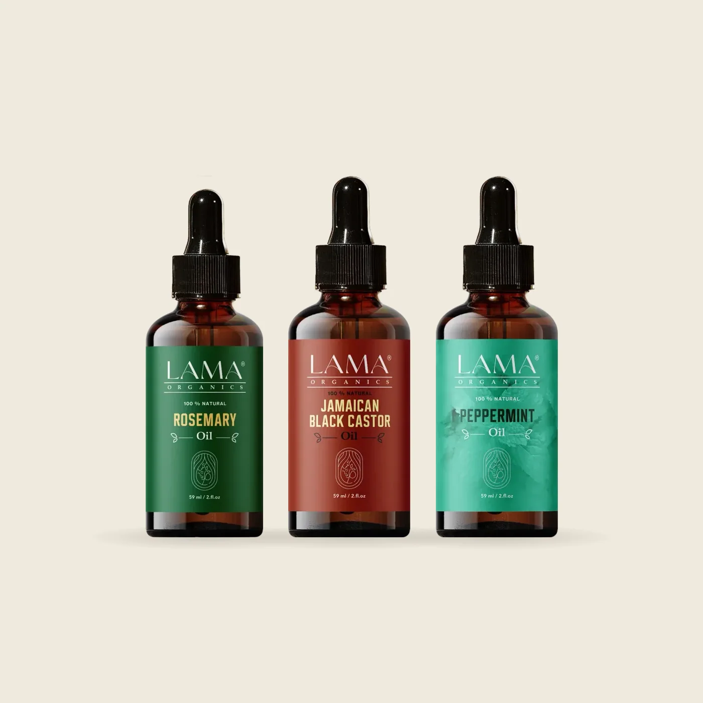 LAMA Organics Lengths & Scalp Ritual, the products together on a cream background