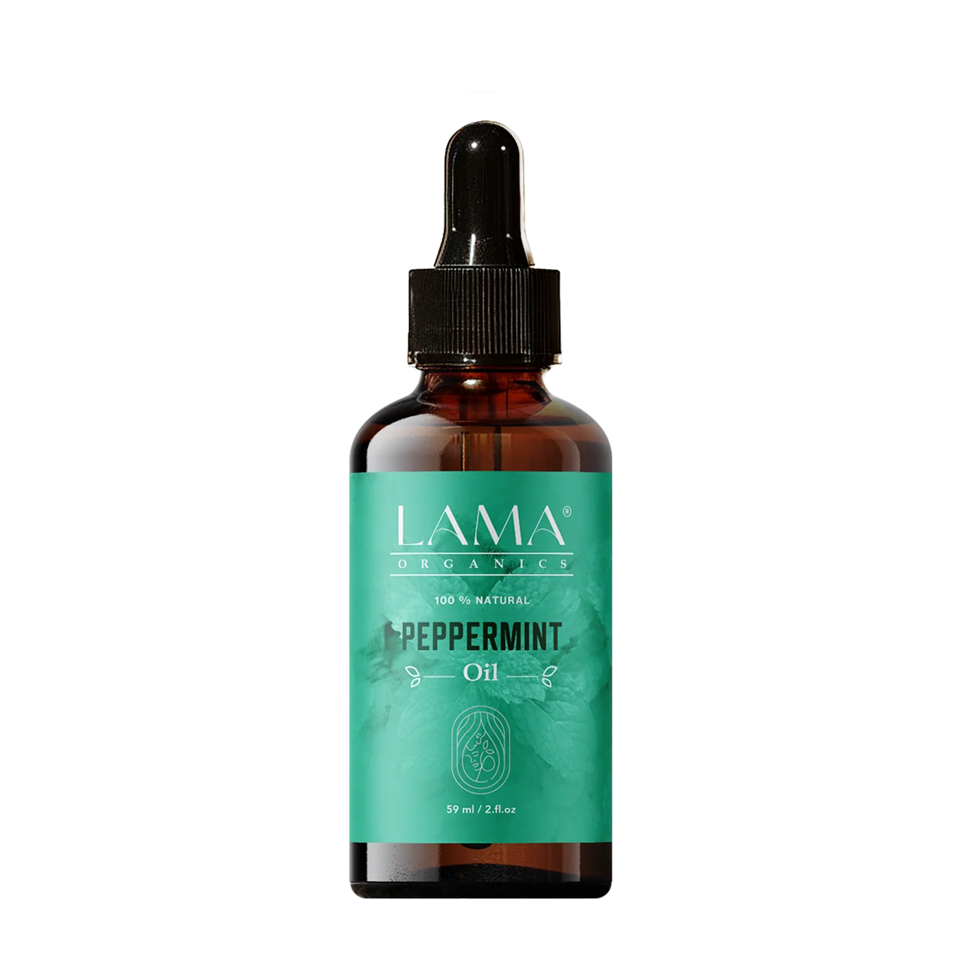 LAMA Organics Peppermint Oil 59 ml, labelled bottle