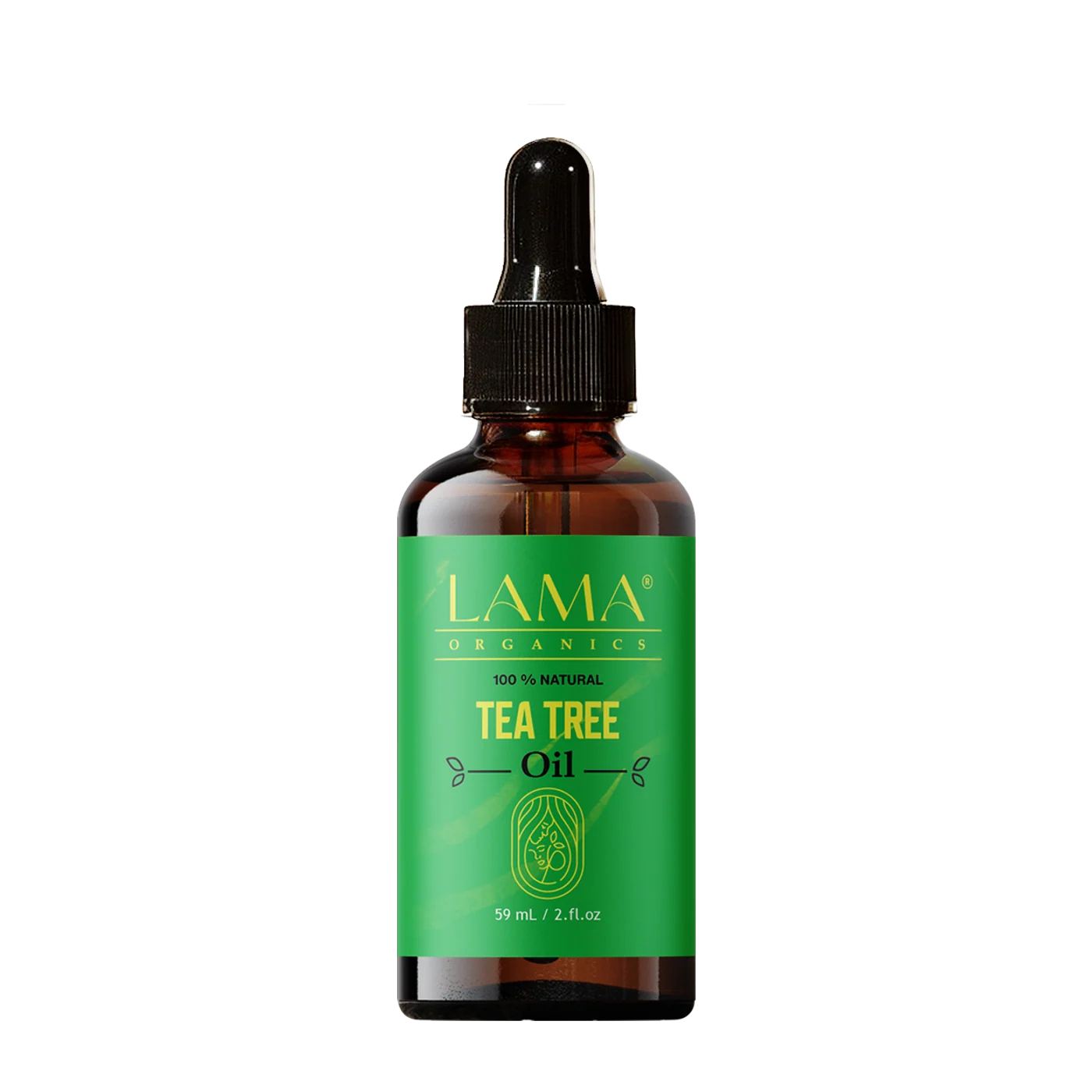 LAMA Organics Tea Tree Oil 59 ml, labelled bottle